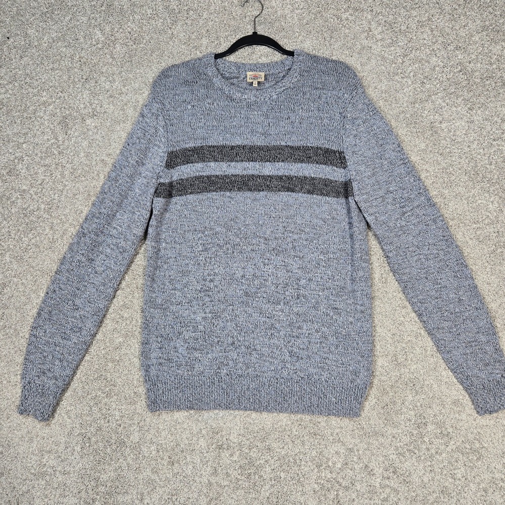 Faherty Cotton Cashmere Sweater Mens Medium Gray striped